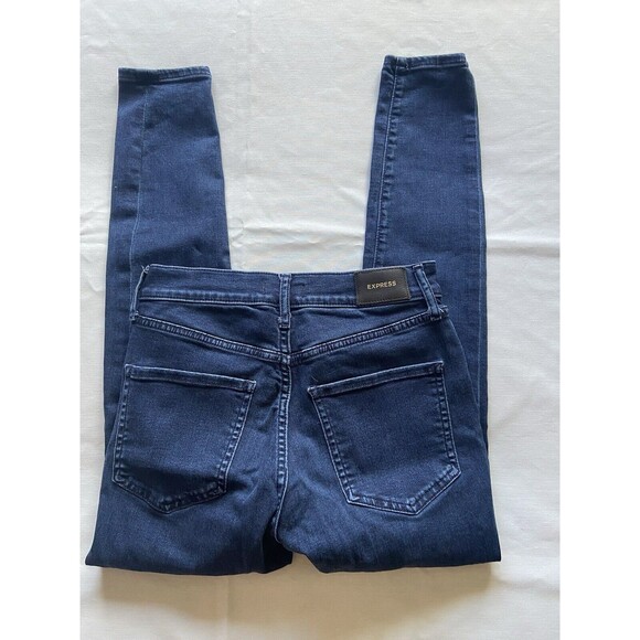 Express Jeans Womens 4R Skinny Mid Rise Stretch Dark Wash Blue Soft Playtime - Picture 7 of 14